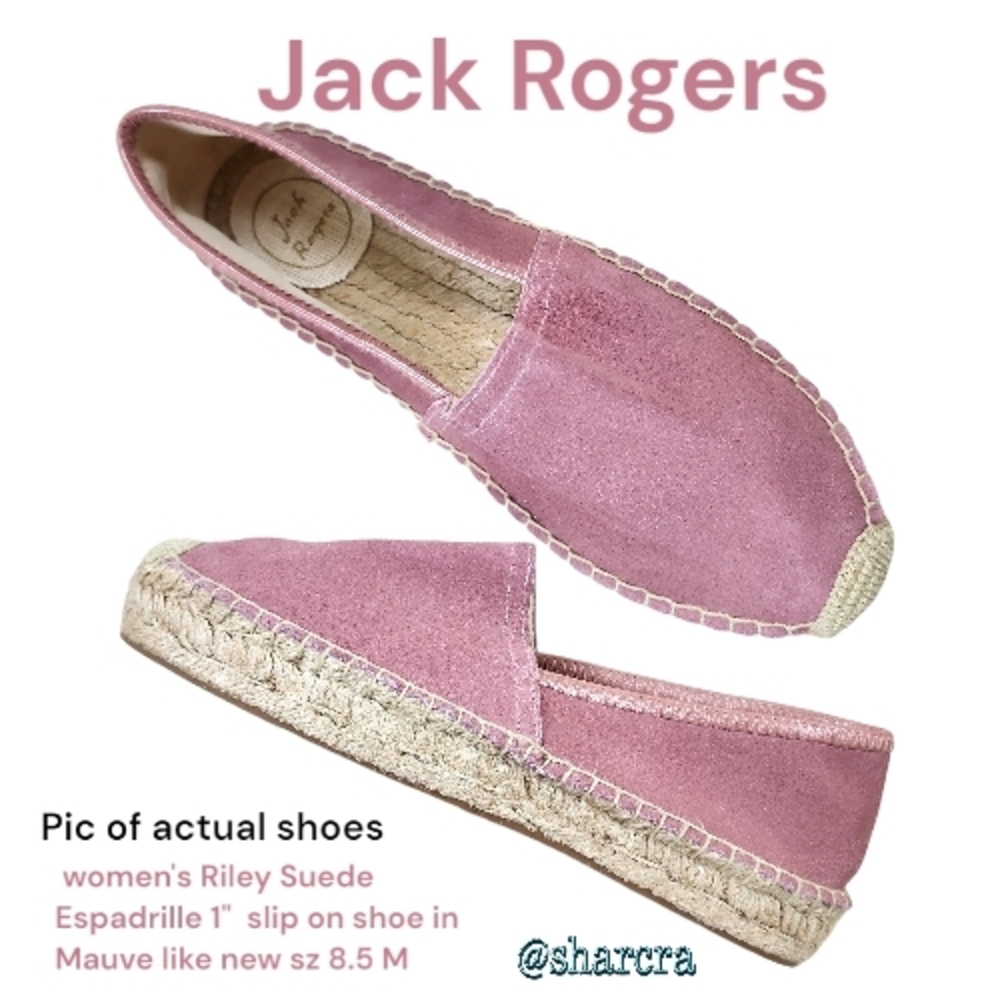 Jack Rogers women's Riley Suede Espadrille slip-on Flat shoes In Mauve 8.5 M
